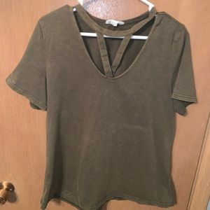 Olive front cut out shirt